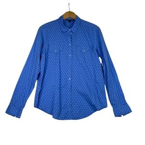 Womens Victoria's Secret Chenille Dot Button Front Long Sleeve Shirt Size Medium